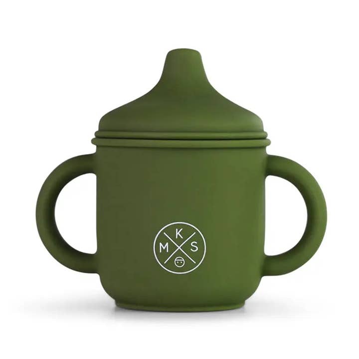 Silicone Sippy Cup with lid and handles Army Green for wholesale by Miminoo