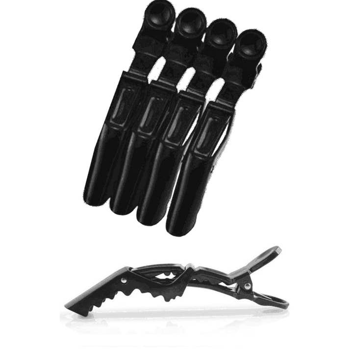 sesioMWorld - M·O·I Professional - Vendita all'ingrosso Pinzette - Pinze a presa forte DRAGÓN in plastica nere confezione da 4 pz