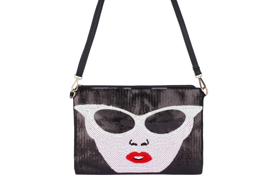 Nima Accessories Inc - Wholesale Shoulder Bag - Women's - Ladies Sequined Diva Theme Shoulder Handbag1