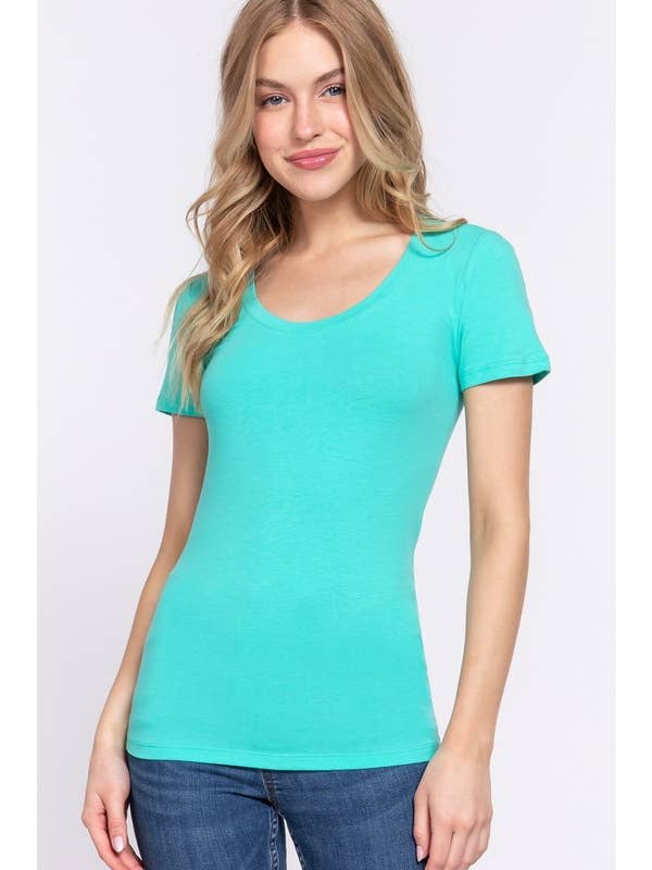 Active Basic | Active USA - Wholesale T-shirt – women's - Short Sleeve Scoop Neck Cotton Jersey Top35