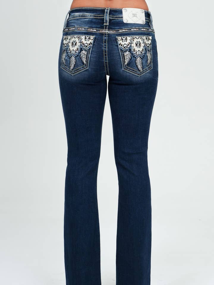 M9555BL- 34" MID RISE BOOTCUT JEANS for wholesale by Miss Me