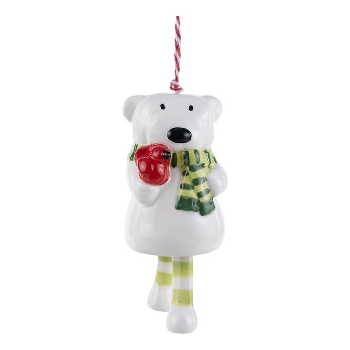 Polar Bear With Red Bird Ornament - Holiday Decor for wholesale by Glory Haus
