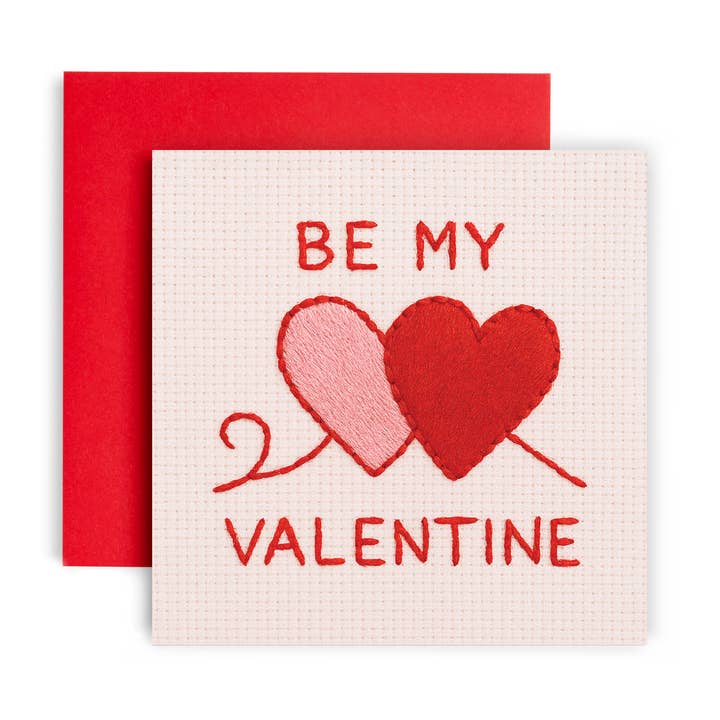 Be my Valentine Embroidered Heart Happy Valentine’s Day Card for wholesale by Huxters