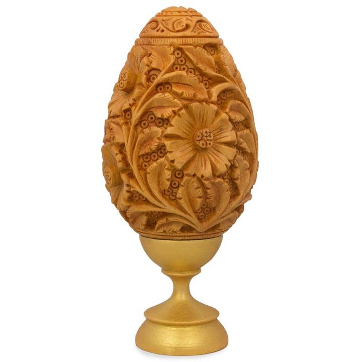 BestPysanky - Vendita all'ingrosso Decorazioni da tavolo - Set di 3 supporti per uova di Pasqua ucraini in legno dorato da 1,5 pollici
