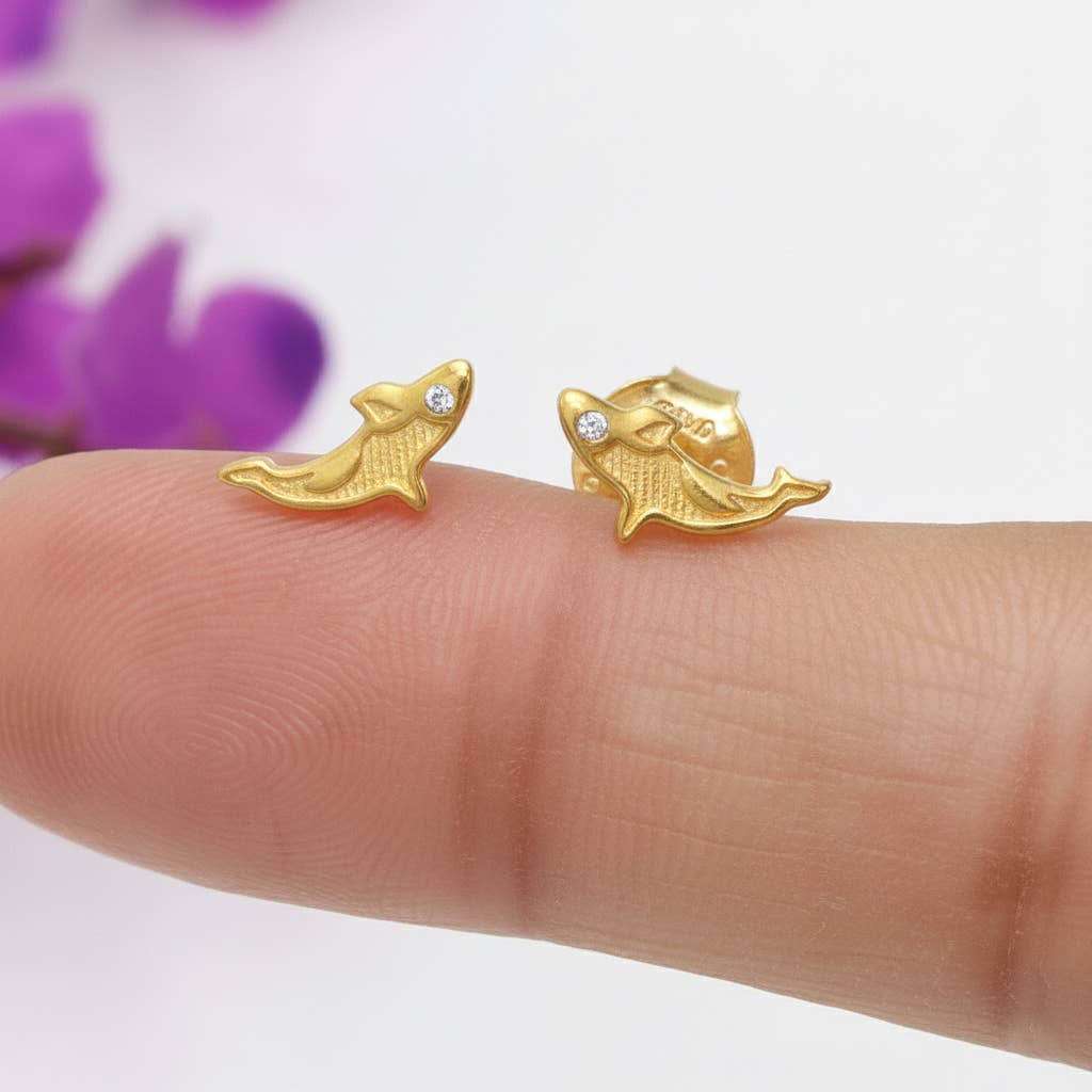 Jay Jools - Wholesale Stud/Post Earrings - Killer Whale Silver Studs 18k Gold Plated Moissanite Jewelry2