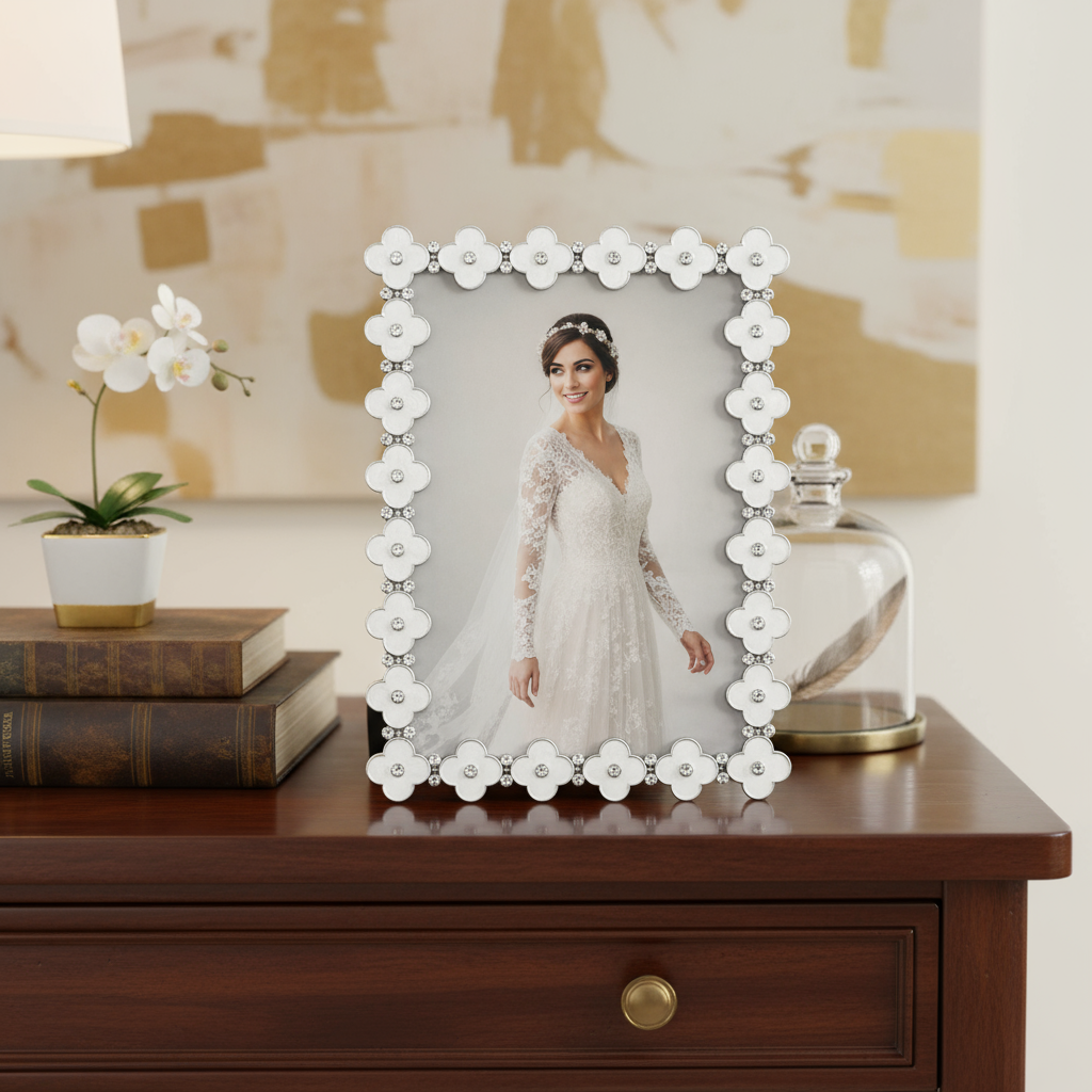 White Enamel Clover Frame | Photo Frame | Picture Frame | for wholesale on Faire1