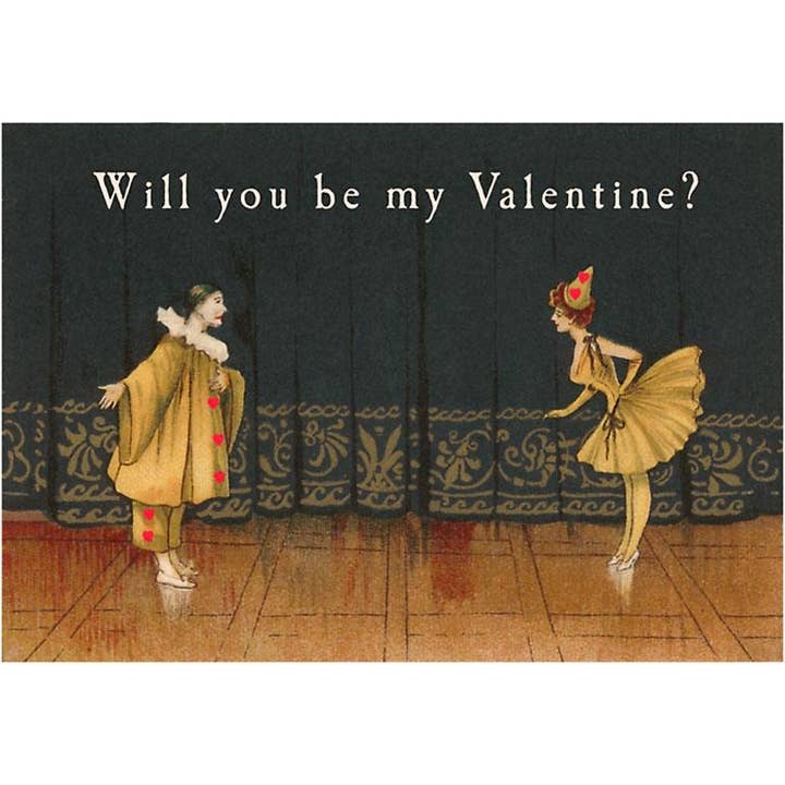 Postkort VL-151 Vil du være min Valentine?, Pierrot og Pierr for engroshandel hos Found Image Press