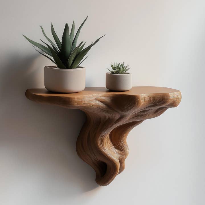 Tree Root Wall Shelf | Organic 3D Printed Shelf | Nature Inspired Floating Ledge | Modern Earthy Home Decor | Plant Display Shelf for wholesale by Decords