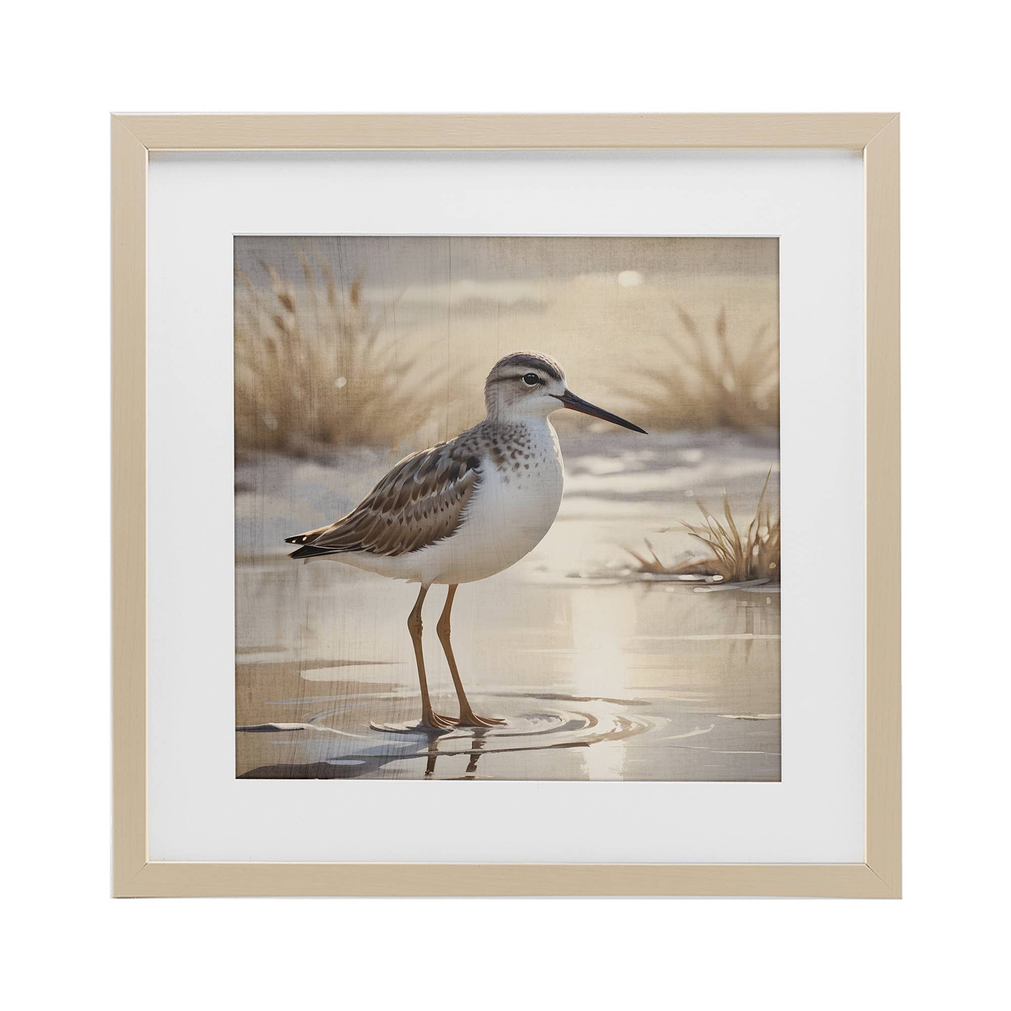 Stupell Industries - Wholesale Wall Sign - Sunlit Sandpiper in Shallow - Print Under Glass Wall Art11