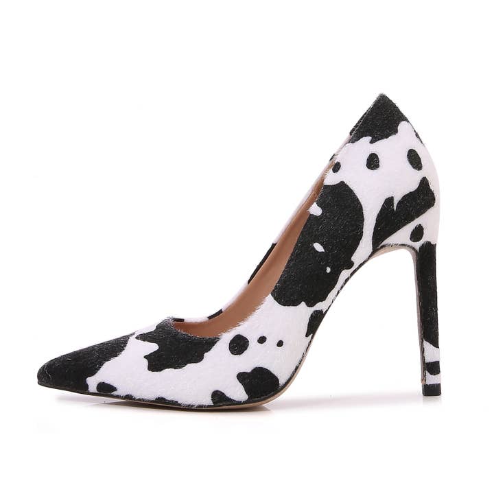 Shop Lev - Wholesale High Heels - Women's - Women Cow Print PU Pointed Toe High Heel Pumps