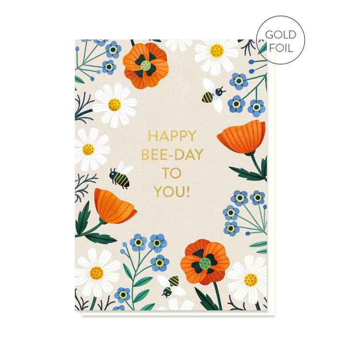 Tarjeta de cumpleaños feliz día de la abeja | Tarjeta de felicitación floral para venta al por mayor de Stormy Knight
