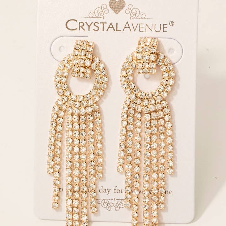 The Looks by Fame Accessories – Engroshandel Hængeøreringe og creoløreringe – Rhinestone Pave Kvast Dingle Øreringe0