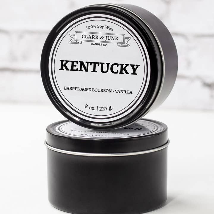 Kentucky |Barrel Aged Bourbon - Vanilla 8oz Soy Candle for wholesale by Clark & June Candle Co.