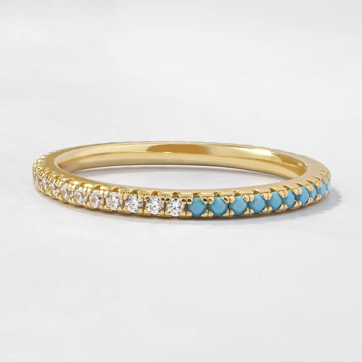 Half Turquoise Half CZ Ring for wholesale by Sami Jewels