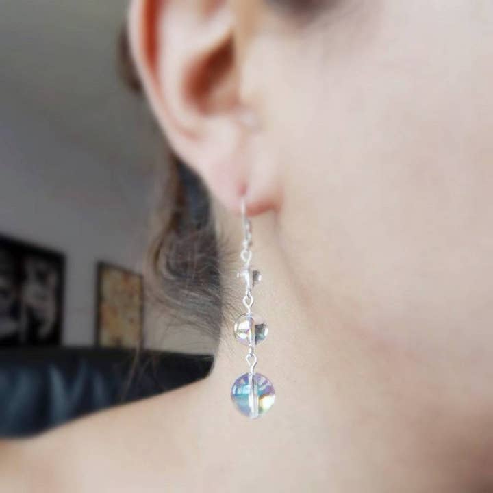 Love Your BlingĀ® - Wholesale Dangle Earrings - Rainbow iridescent bubble crystal earrings3