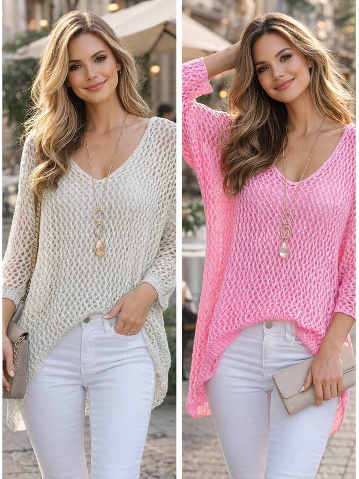V Neck Long Crochet Knit for wholesale by Kurt Muller