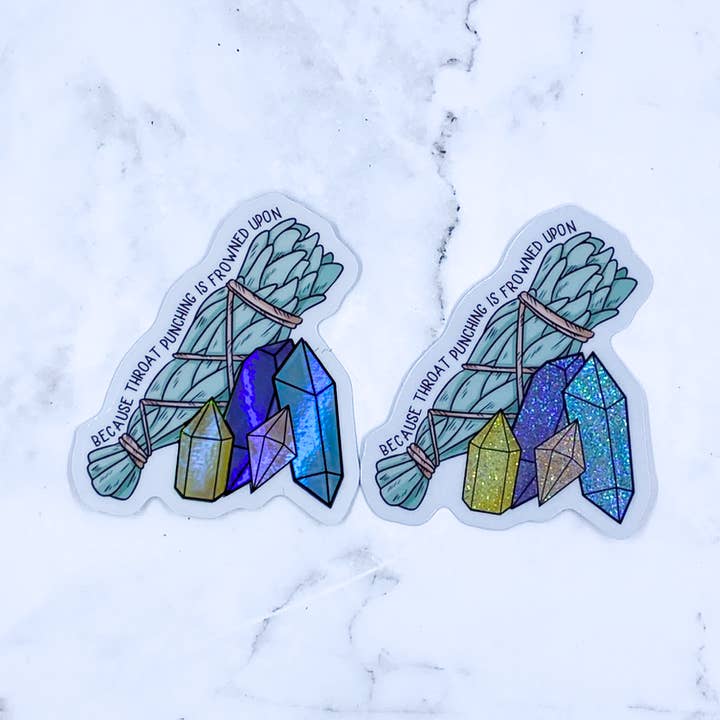 Sage & Crystals Holographic/Glitter Sticker for wholesale by Sassy and Chic Designs by Cori