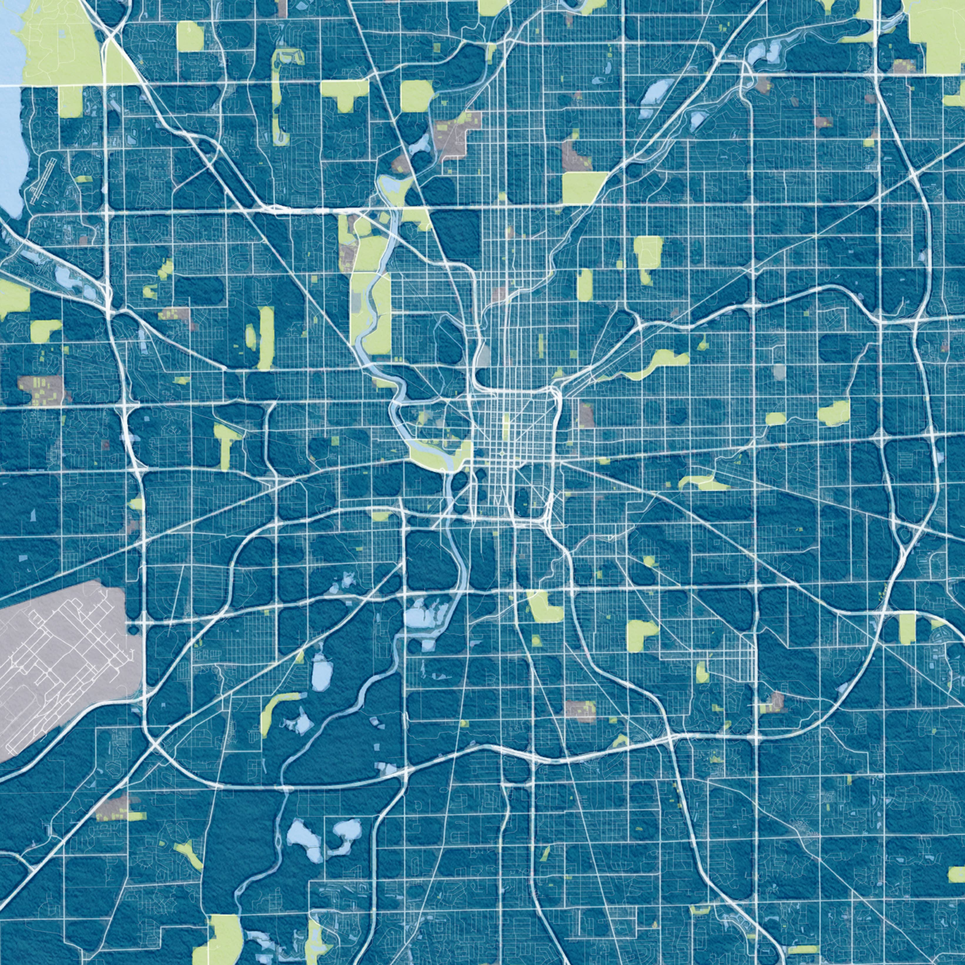 Sparks House Co. - Wholesale Art Print - Indianapolis Indiana Map - Watercolor Map Print - 4 colors1