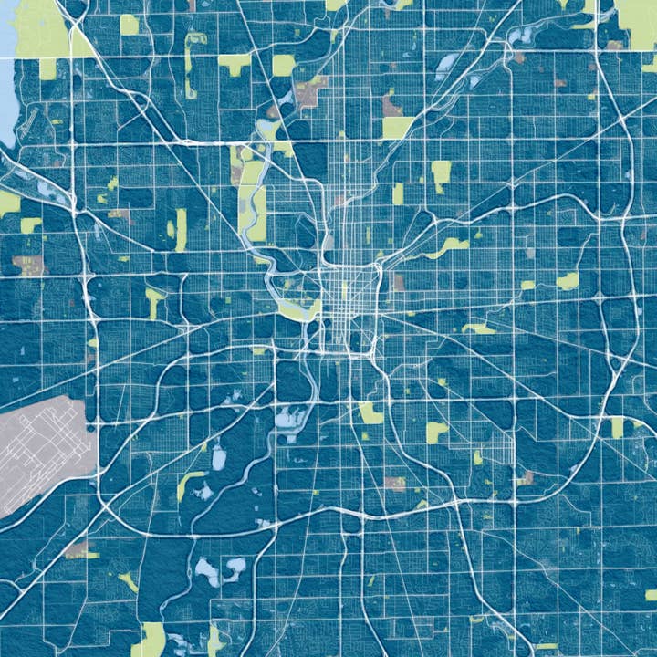 Sparks House Co. - Wholesale Art Print - Indianapolis Indiana Map - Watercolor Map Print - 4 colors1