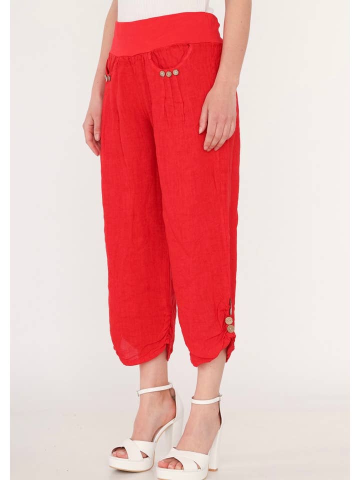la maison des fibres naturelles - Wholesale Pants - Women's - 100% LINEN cropped pants 66491