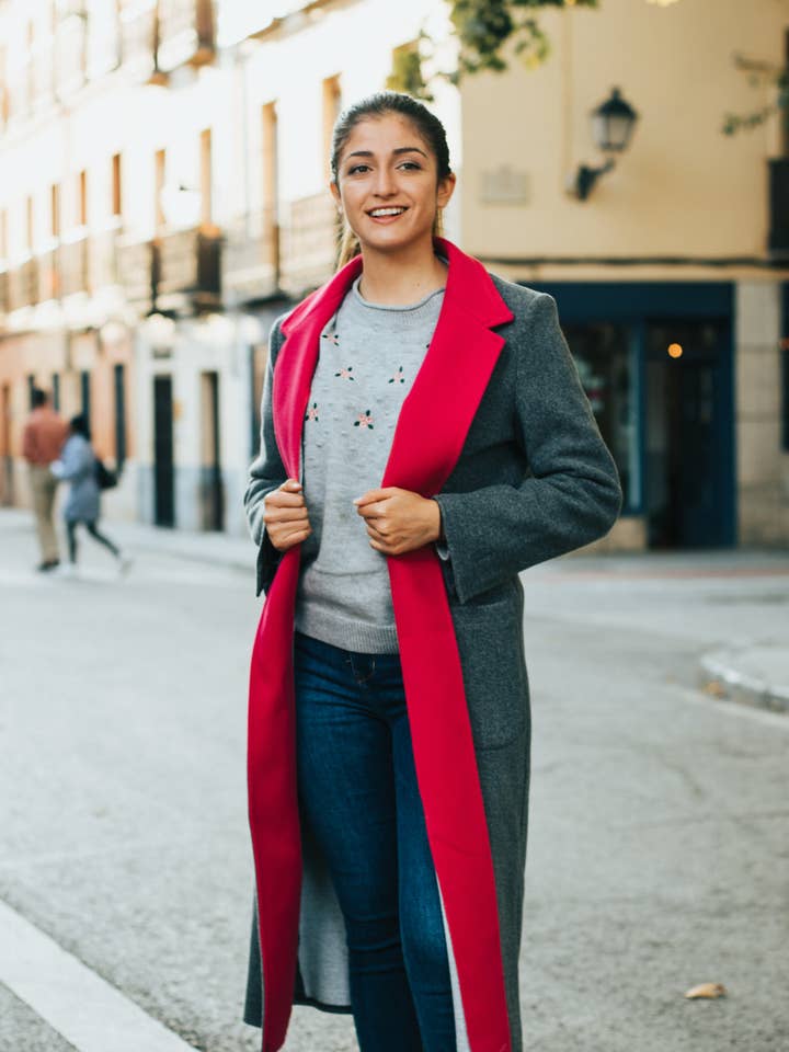 Mantel mit farbigem Revers für den Großhandel von Nudal Clothing