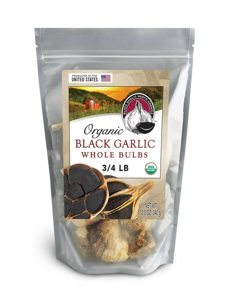 Black Garlic - Organic American - Whole Bulbs- 3/4 Pound Bag for wholesale by Eastern Shore Products