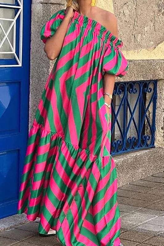 Flarix - Wholesale Dress - Women's - print off shoulder maxi dress4