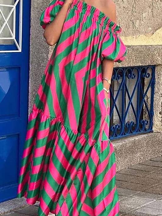 Flarix - Wholesale Dress - Women's - print off shoulder maxi dress4