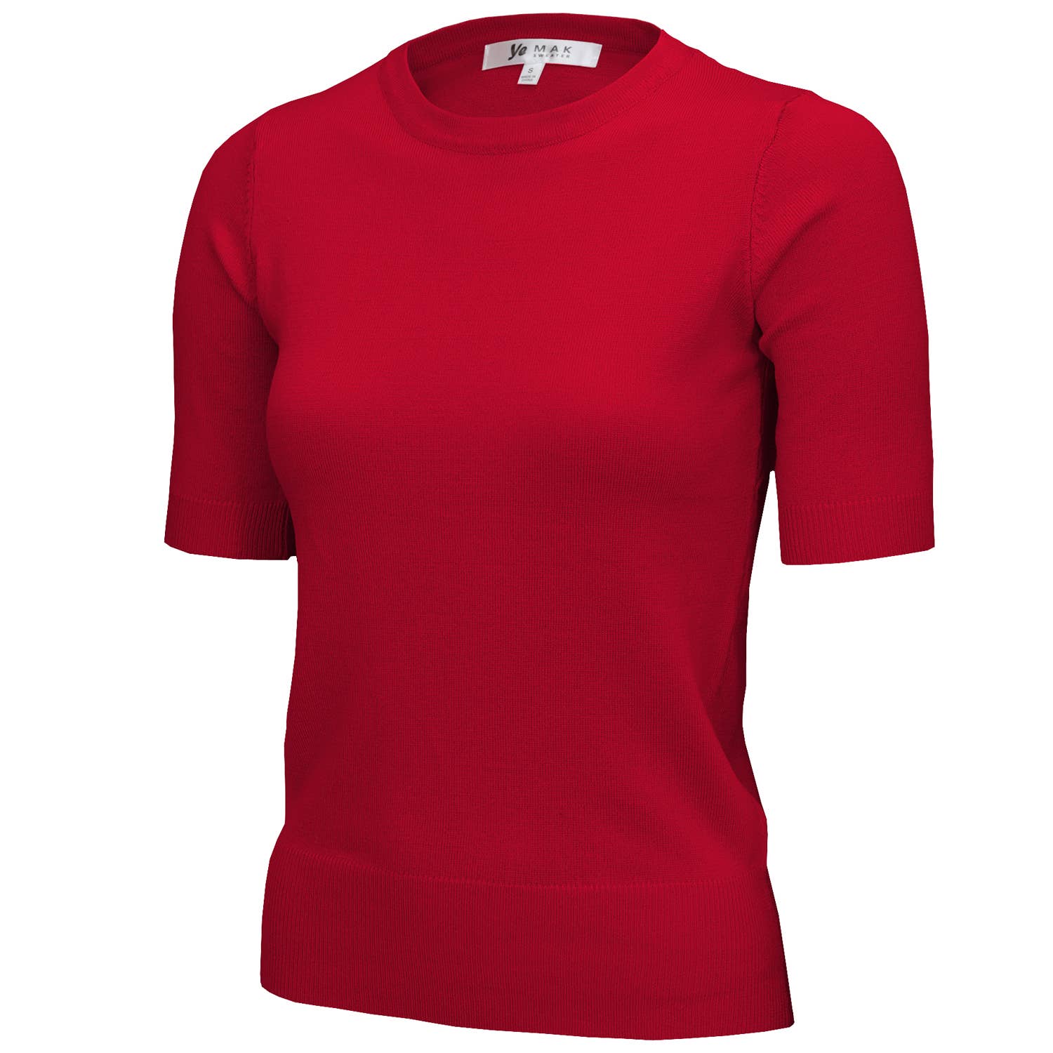 Mak – Engroshandel Strikket top - Dame – Halv-ærmet Crewneck Letvægts blød pullover Tee MK3664Y58