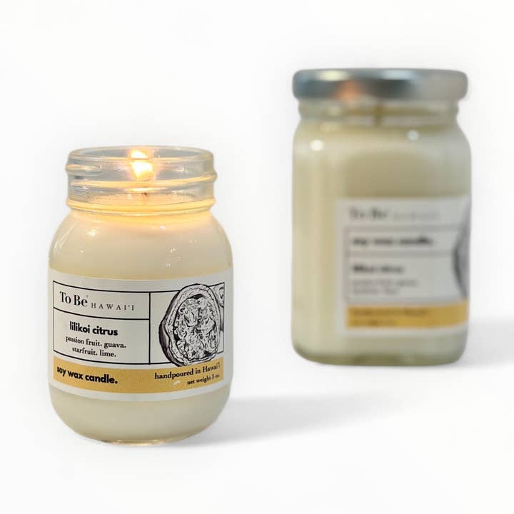 lilikoi citrus soy wax candle. for wholesale by To Be Hawaii