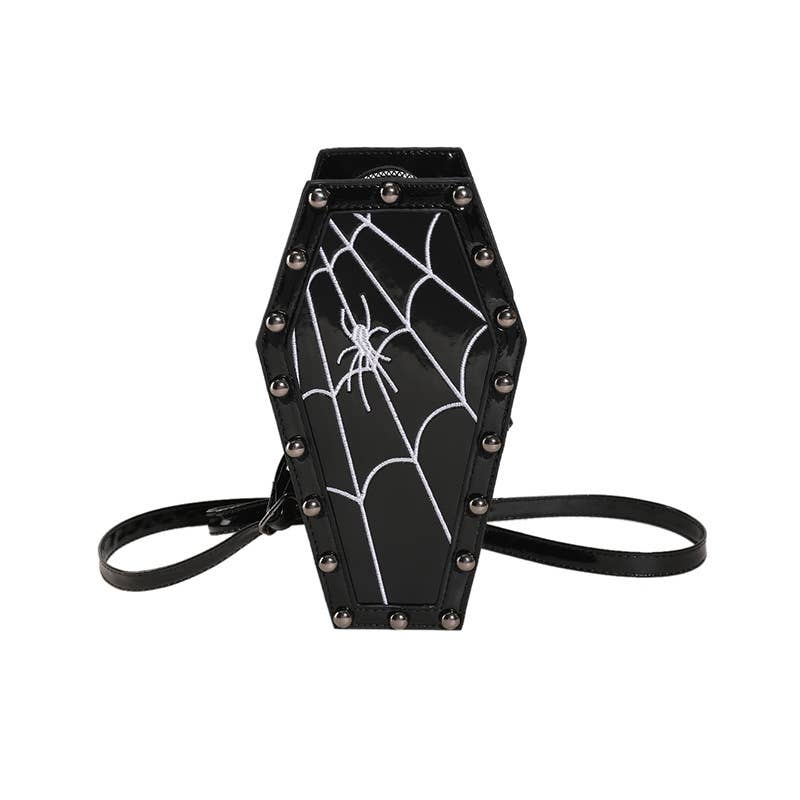 Tourtiwi – wholesale Axelväska - Dam – Spindelnät & Rosmönster Beströdda Kistformade Axelremsväskor5