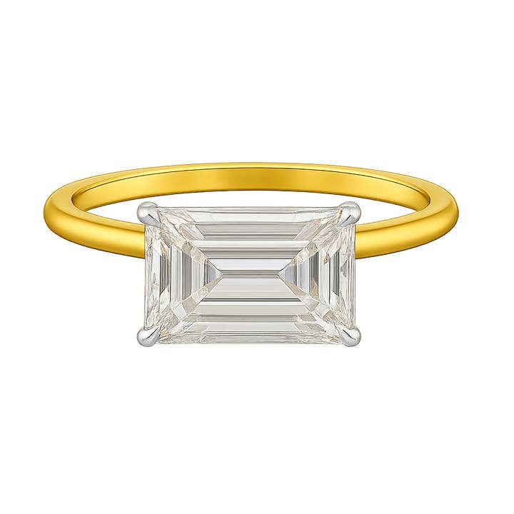 3.00 Carat Emerald Cut East West Diamond Proposal Ring for wholesale by Evara Jewelry