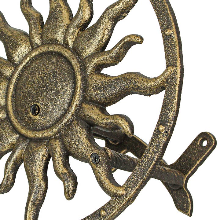Zeckos - Wholesale Garden Tool - Cast Iron Celestial Sun Wall Mounted Garden Hose Holder3