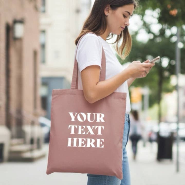 Modern Custom Organic Tote Bag With Custom Text for wholesale by Lovetree Design