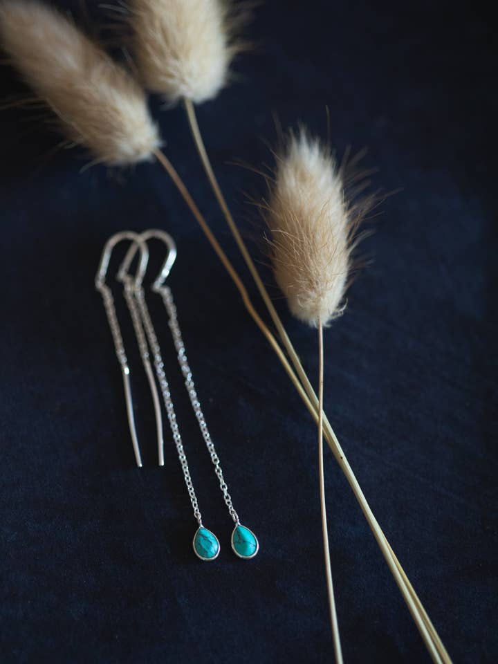 Turkis øreringstråde - Sterling Sølv for engroshandel hos Meelah Collections