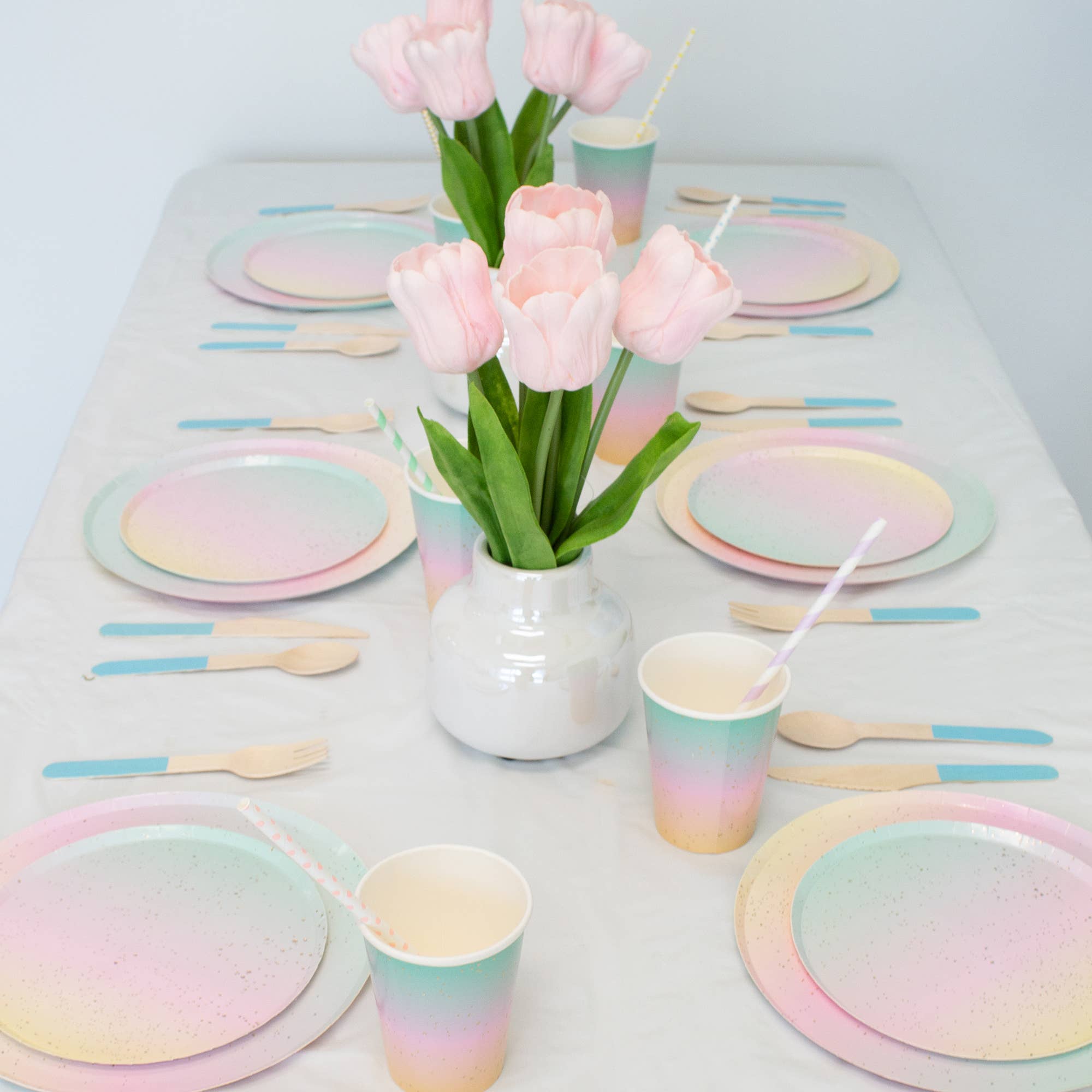 Ellie's Party Supply - Wholesale Disposable Servingware Set - Pastel Blue Wooden Utensils (Set of 24)5