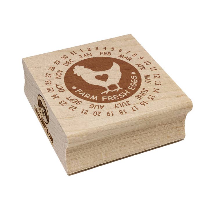 Egg Laid Expiration Date Calendar Square Rubber Stamp for Stamping Crafting for wholesale by Sniggle Sloth