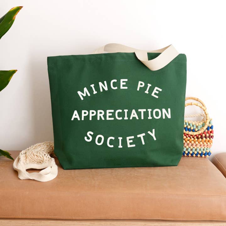 Alphabet Bags - Wholesale Tote Bag - Unisex - Mince Pie Appreciation Society - Forest Green Tote Bag