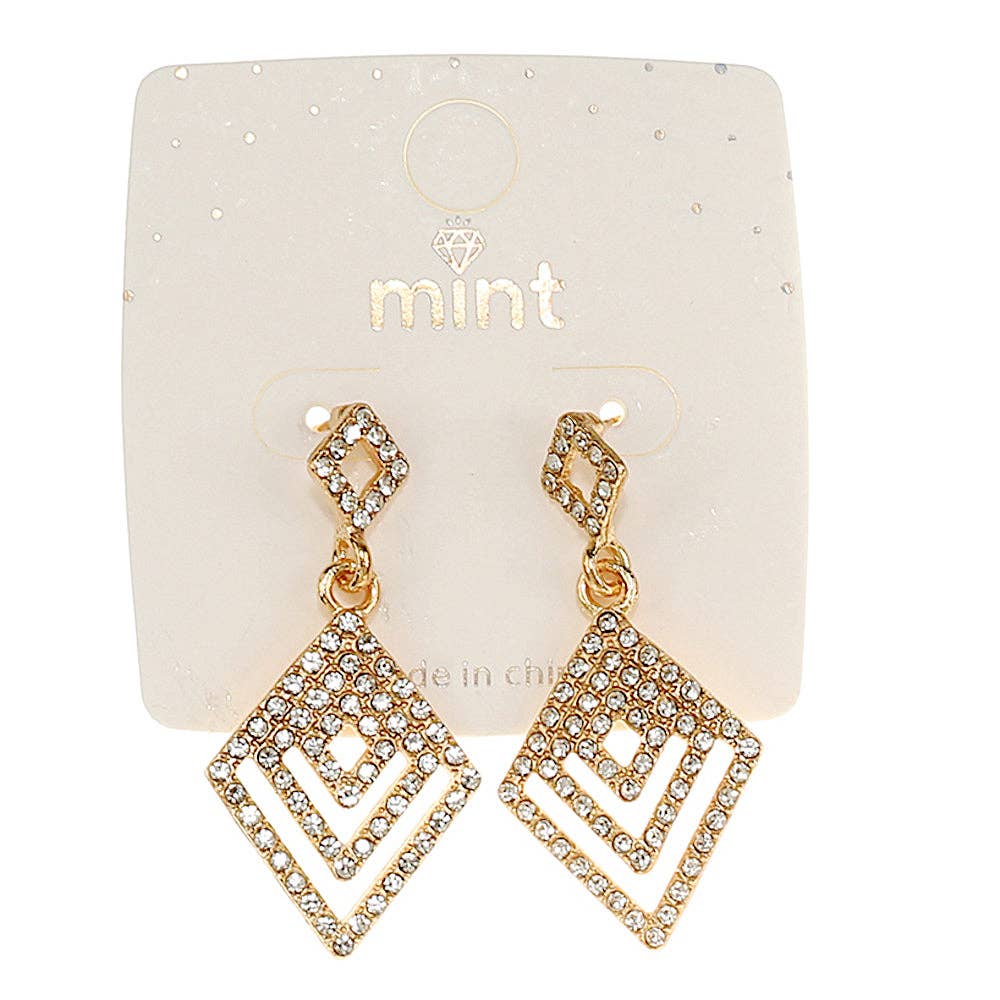 Atlas Fashion – wholesale Hängande örhängen – Rhinestone Geometrisk Örhänge0