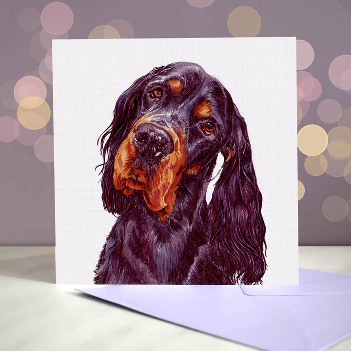 Gordon Setter Most Pupular Greetings Card for wholesale by Amber Marie Studio