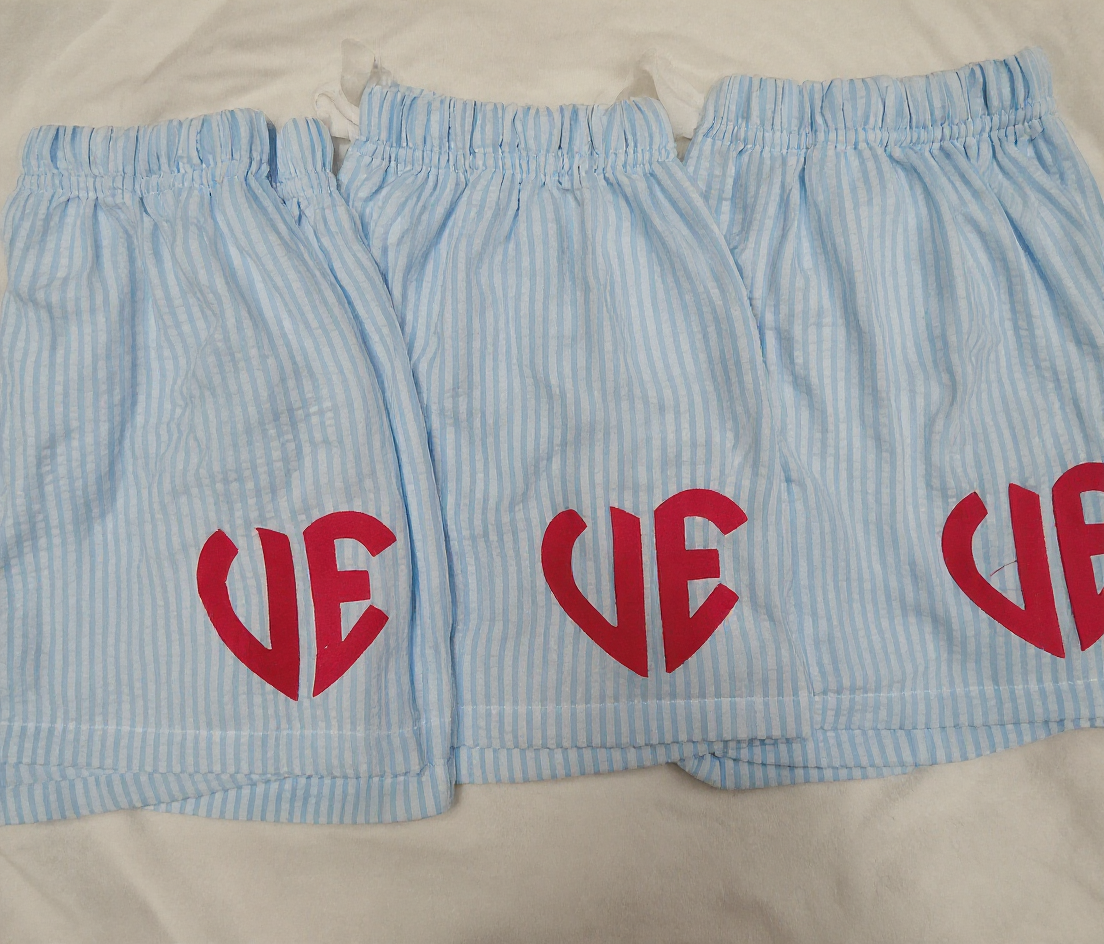 The Blissful – wholesale Sleepwear bottom – women's – Customized Monogrammed Seersucker Pajama Shorts1