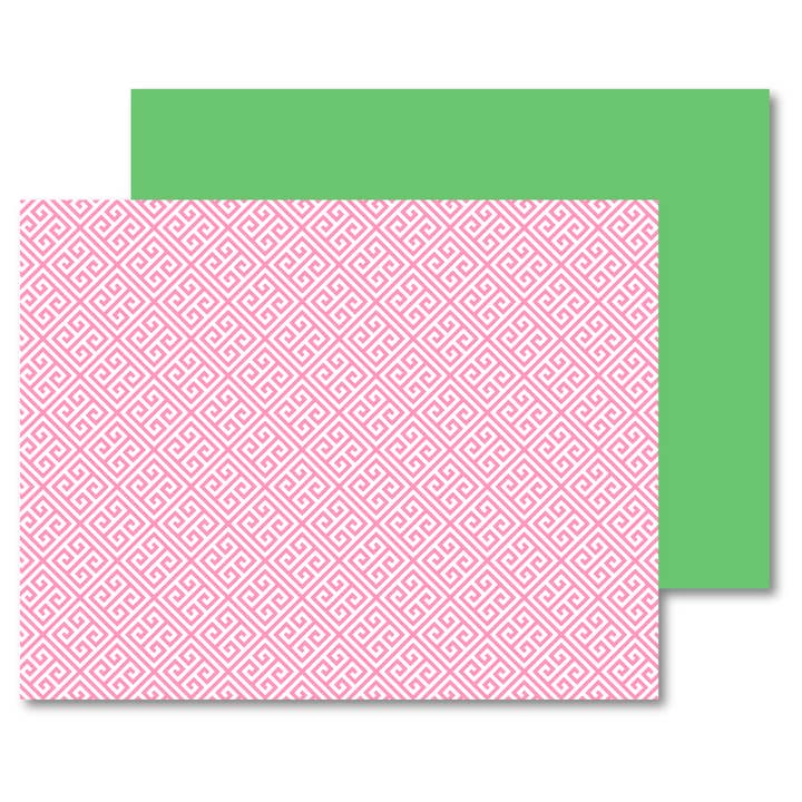 PINK GREEK KEY NOTE CARDS | EVERYDAY NOTE CARDS for wholesale by B. ROWE & CO.
