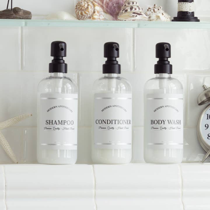 Artanis Home - Wholesale Soap Dispenser - Clear 16 oz Plastic Dispenser Set with Label Choices