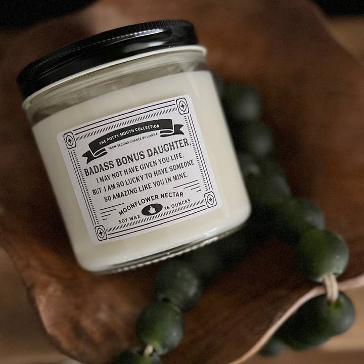 Badass Bonus Daughter - Potty Mouth Candle for wholesale by Second Chance by Lianna