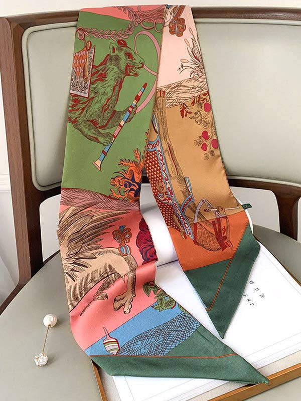 ShieldChic - Wholesale Scarf - Women's - Vintage Printed Contrast Color Silk Scarf5