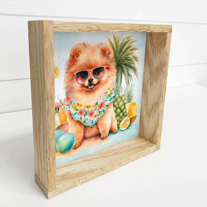 Hangout Home - Wholesale Sign - Pomeranian Summer Drink Small Canvas Sign- Funny Cocktail