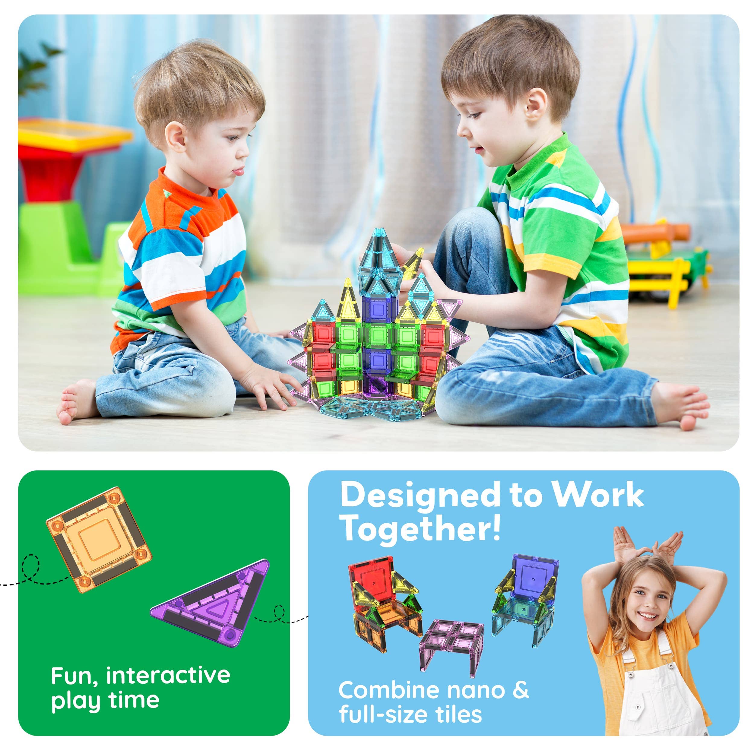 PicassoTiles - Wholesale Building Set - Kids - 40pc Nano Magnetic Building Tiles Construction Travel Set5