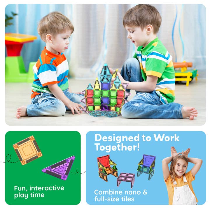 PicassoTiles - Wholesale Building Set - Kids - 40pc Nano Magnetic Building Tiles Construction Travel Set5