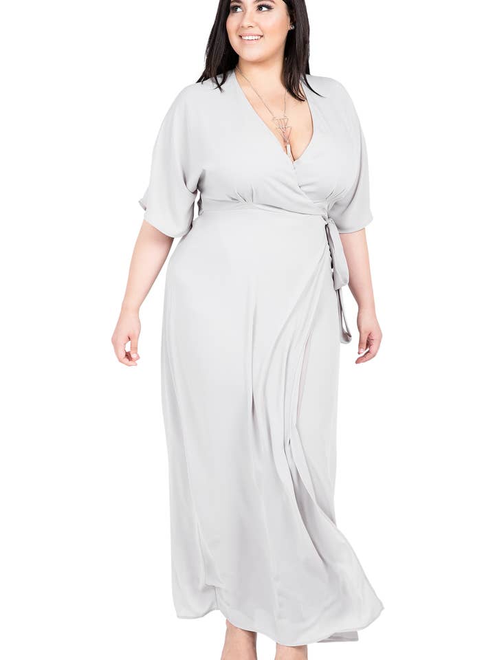 Plus Size Modern Women's Kimono Wrap Maxi Dress for wholesale by Standards & Practices