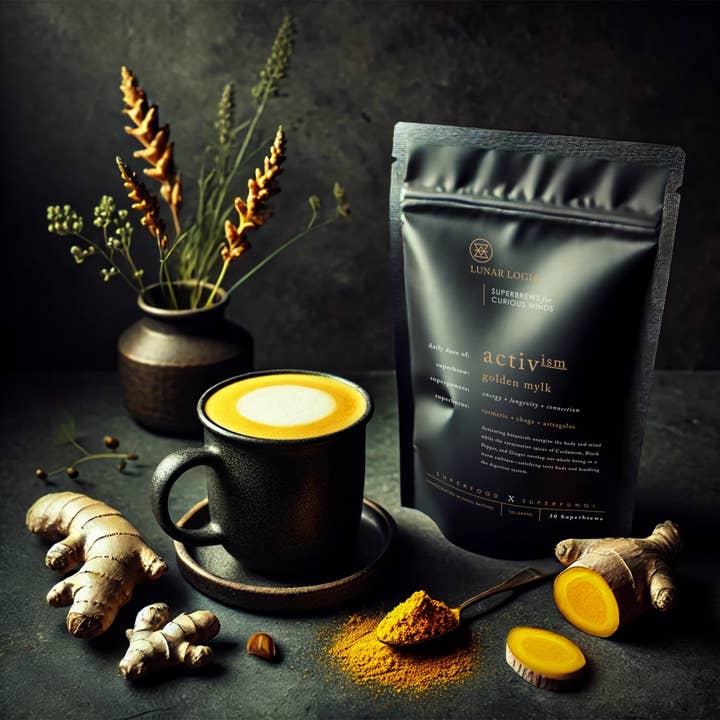 Lunar Logic Wild Apothecary - Wholesale Powdered Health Drink - ACTIVISM Golden Mylk Superbrew - Powdered Health Drink